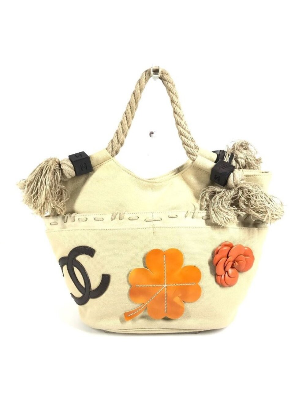 Chanel Handbag CC Logo Jumbo Canvas Beige